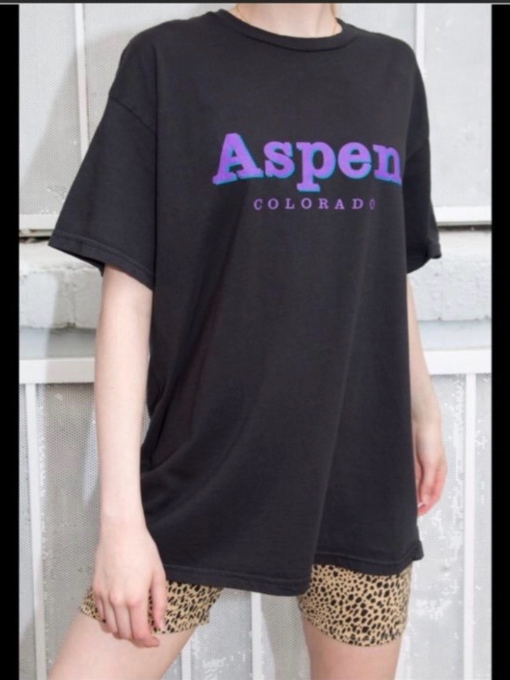 Brandy Melville Aspen Colorado Black Graphic Tee